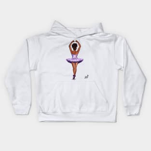 African American ballerina in purple tutu- brown skin ballerina dancing Kids Hoodie